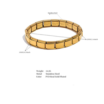 Square Elastic Bracelet – 316 Stainless Steel - 18K Gold Plated