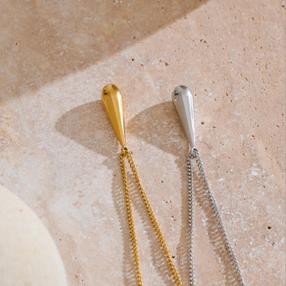 Minimalist Water Drop Pendant Necklace – Gold Stainless Steel