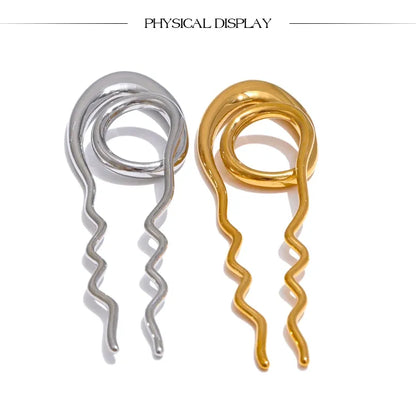 Geometric Metal Hairpin – Gold/Silver Stainless Steel Accessory