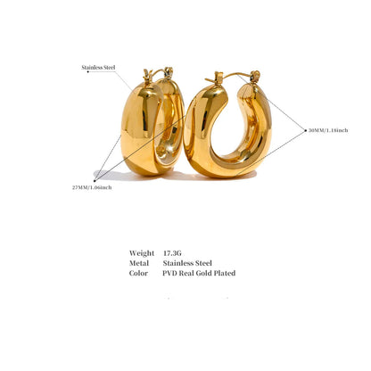 High Quality Stainless Steel Round Chunky Hoops Earrings for Women Charm Metal Fashion Jewelry Waterproof