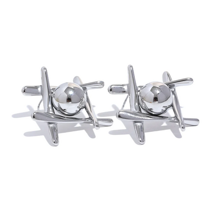 New Stainless Steel Geometric Stud Earrings Waterproof Metal