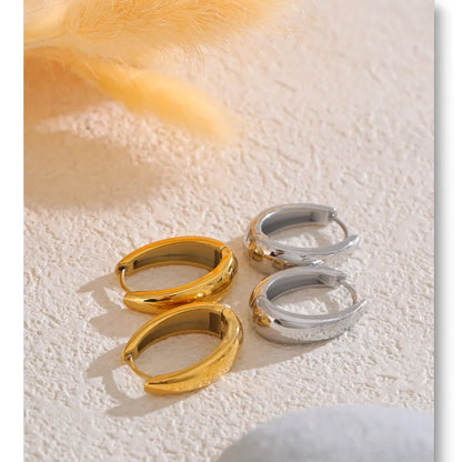 316L Stainless Steel Geometric U-Shape Hoop Earrings 18K Gold PVD Plated Popular Waterproof Jewelry