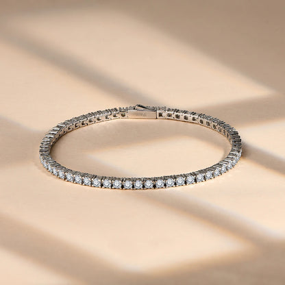 Moissanite Tennis Bracelet for Women & Men With Real 925 Sterling Silver (Passes Diamond Tester - D Color Round Cut 2.5MM to 5MM) Moissanite Tennis Bracelet