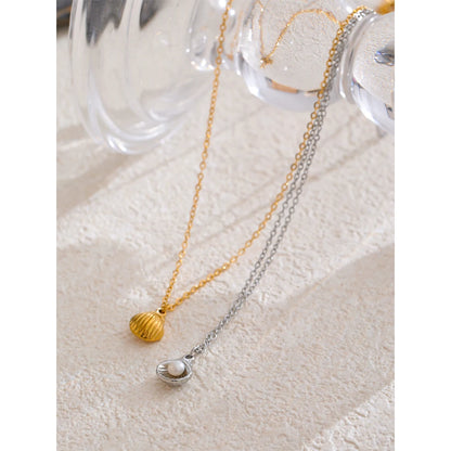 Luxury Ocean Shell Pearl Pendant Necklace – Gold Plated Jewelry