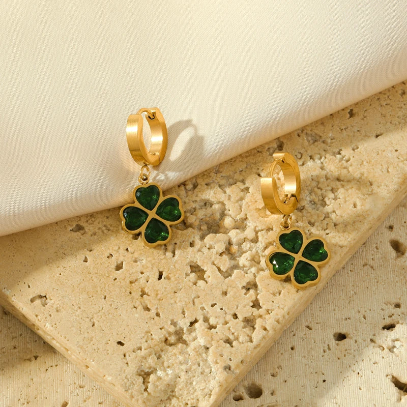 Green Clover Crystal Earrings and More – Waterproof Stainless Steel Fashion Jewelry