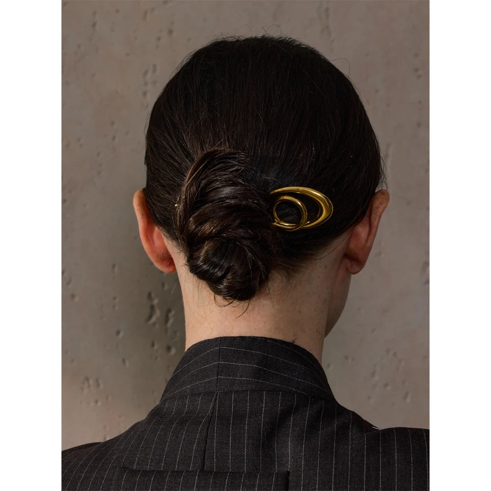 Geometric Metal Hairpin – Gold/Silver Stainless Steel Accessory
