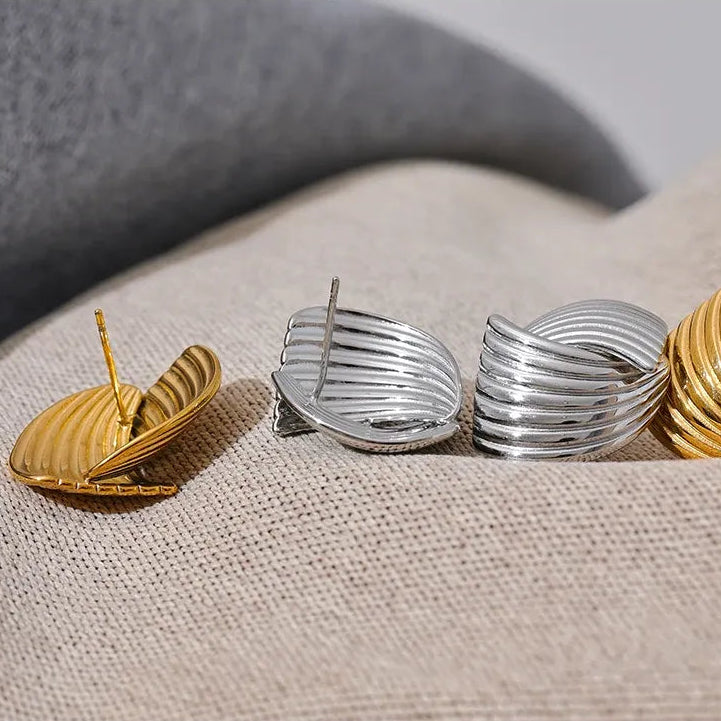 Stainless Steel Geometric Stud Earrings Hypoallergenic - 18K Gold PVD Plated Jewelry