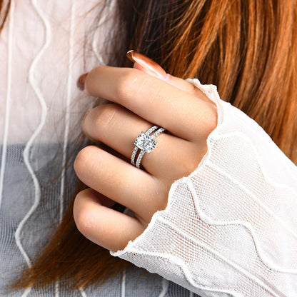 Luxury Moissanite Diamond Ring Cushion Cut 3.5CT D Color - Women Fine Jewelry