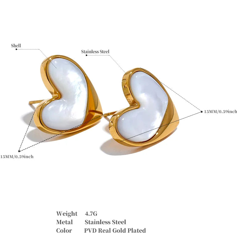 Elegant Waterproof Gold Heart Stud Earrings – Stainless Steel