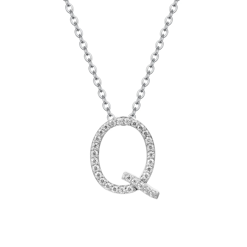 Valentine's Day Gift  - Letter Necklaces Pendants 100% 925 Sterling Silver Unisex (D VVS1 Colour Moissanite)Jewelry