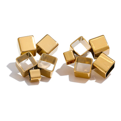Stylish Unique Creative Square Hollow Stud Earrings for Women Distinctive Chic Jewelry
