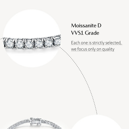 Moissanite Tennis Bracelet for Women & Men With Real 925 Sterling Silver (Passes Diamond Tester - D Color Round Cut 2.5MM to 5MM) Moissanite Tennis Bracelet
