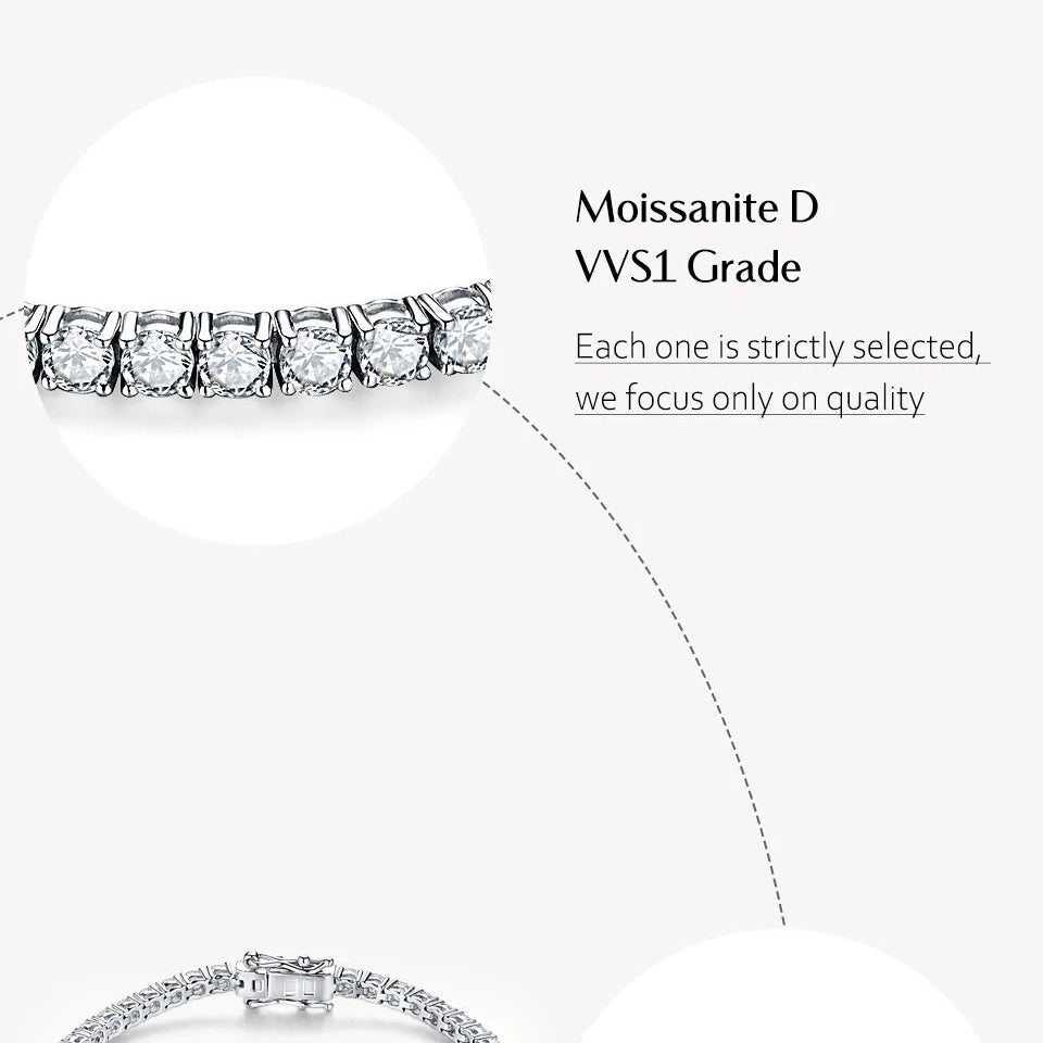 Luxe Jewels 2.5mm to 5.0mm Round Cut Moissanite Tennis Bracelet White Gold Plated 925 Silver