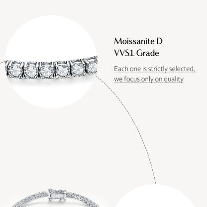 Luxe Jewels 2.5mm to 5.0mm Round Cut Moissanite Tennis Bracelet White Gold Plated 925 Silver
