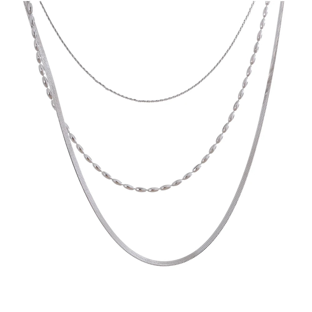 Chic Gold Plated Stainless Steel Layered Necklace – Minimalist Style