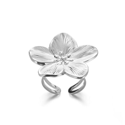 Luxe Jewels Elegant 18K Gold Plated Stainless Steel Flower Ring - Waterproof Tarnish Free Jewellery