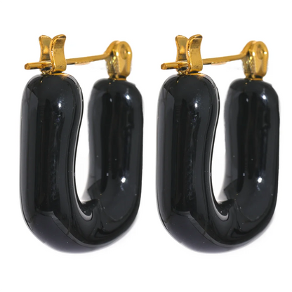 Bold 7-Color Enamel Chunky Hoop Earrings – Stainless Steel Square Shape