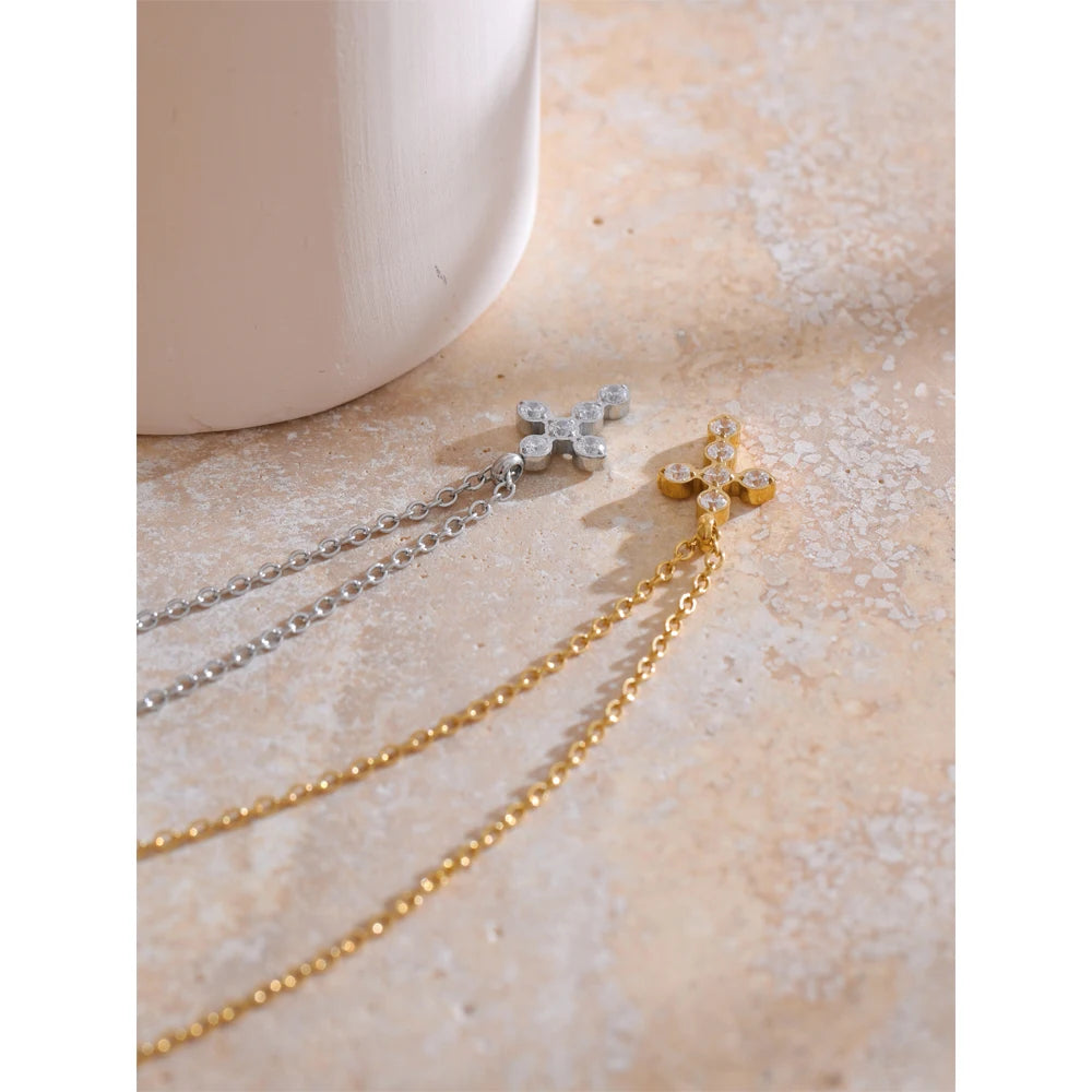 Gold & Platinum Plated Cross Necklace – Chic Religious Jewelry
