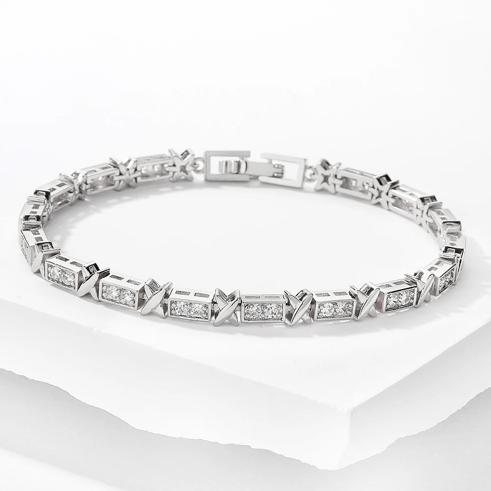 Luxury Cross Charm Zirconia Bracelet – Classic Style