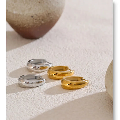 316L Stainless Steel Geometric U-Shape Hoop Earrings 18K Gold PVD Plated Popular Waterproof Jewelry