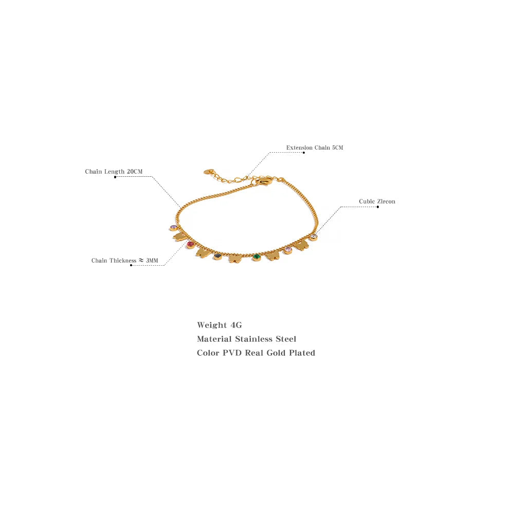 Colorful Butterfly Drop Anklet – 18K Gold Stainless Steel