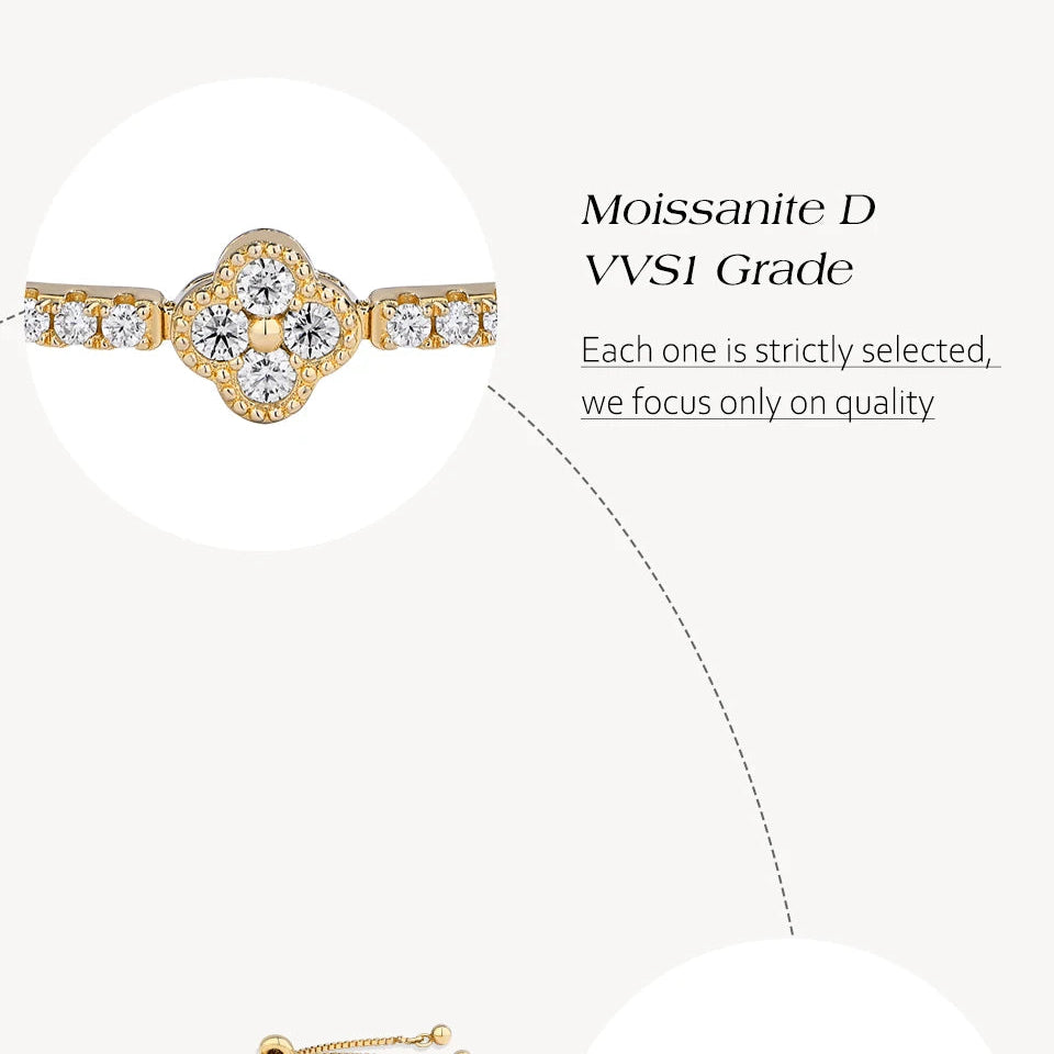 Luxury Design Moissanite Charm Bracelet For Women 925 Sterling Silver Tennis Luxury Chain Jewelry