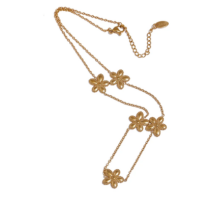 Gold Flower Jewelry Set – Stainless Steel Necklace & Bracelet
