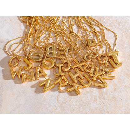 Waterproof 26 English Letter Initial Name Pendant Necklace Stainless Steel 18K PVD Plated A to Z Charm Jewelry Wholesale
