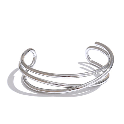 Hollow Line Cuff Bracelet – 58mm Gold Plated Stainless Steel