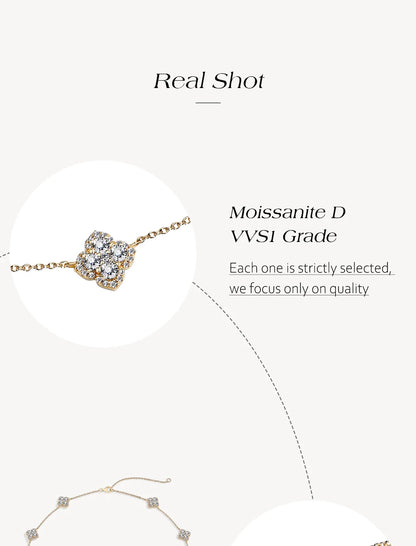 Luxe Jewels Original Flower-shaped Full Moissanite Necklace for Women - 925 Sterling Silver Valentine's Day Gift Jewelry