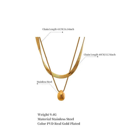 Double Layer Water Drop Pendant Necklace – 18K Gold Stainless Steel