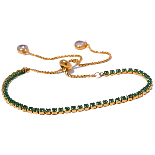 4MM Cubic Zirconia Tennis Bracelet – Gold Plated Stainless Steel Water Resistant