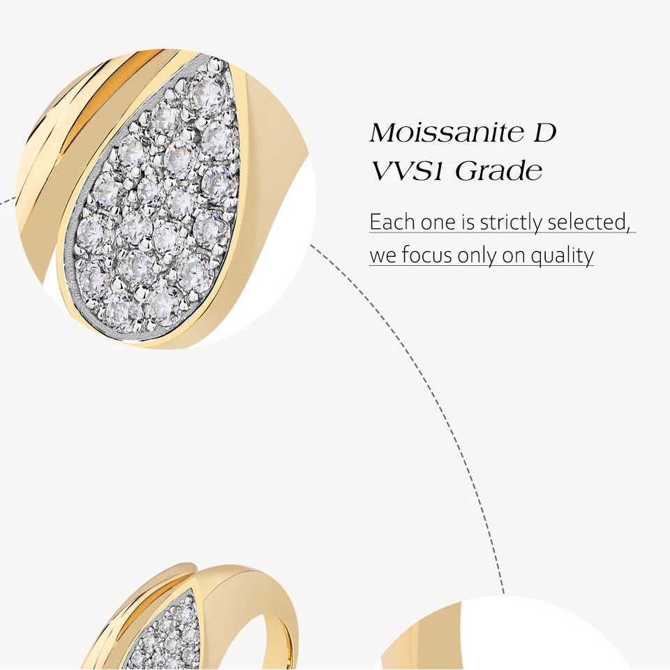 Luxe Jewels Adjustable Size - Retro Design Moissanite Ring - DVVS1 S925 Sterling Silver Jewelry