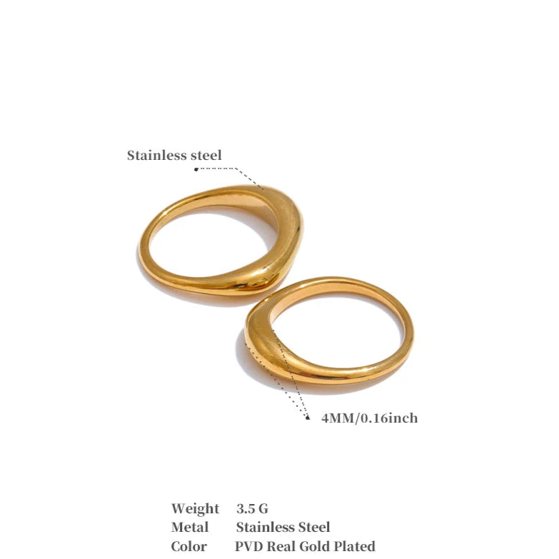 Luxe Jewels Minimalist Tarnish-Free Golden Ring - 18K PVD Plated Stainless Steel Jewelry