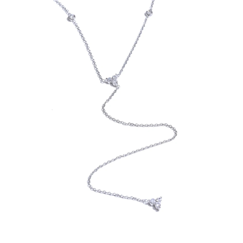 Cubic Zirconia Gold Necklace – Long Chain, Elegant Bling Jewelry