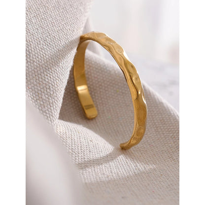 Minimalist Open Cuff Bracelet – Gold Plated Stainless Steel, Tarnish-Free