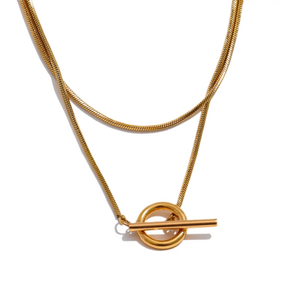 Elegant Double Layer Gold Necklace – Stainless Steel Stacking Jewelry