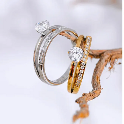 Luxe Jewels Cubic Zirconia Stainless Steel Double - Romantic Gold Plating Jewelry