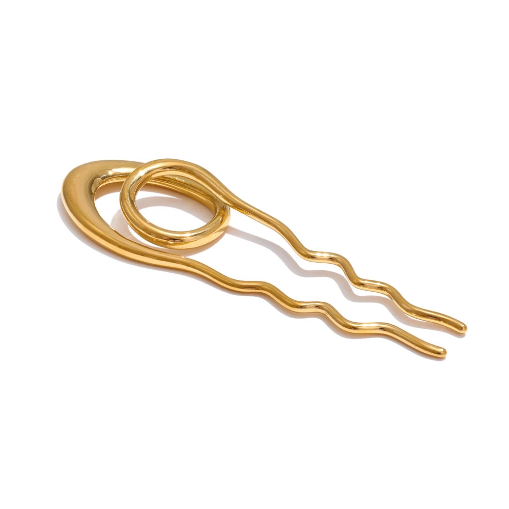 Geometric Metal Hairpin – Gold/Silver Stainless Steel Accessory