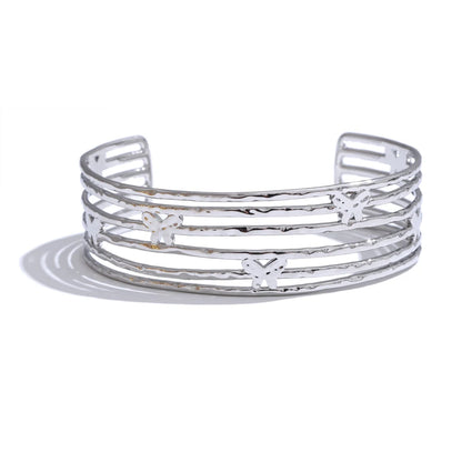 Butterfly Cuff Bracelet – Gold-Plated Stainless Steel Wide Open Bangle