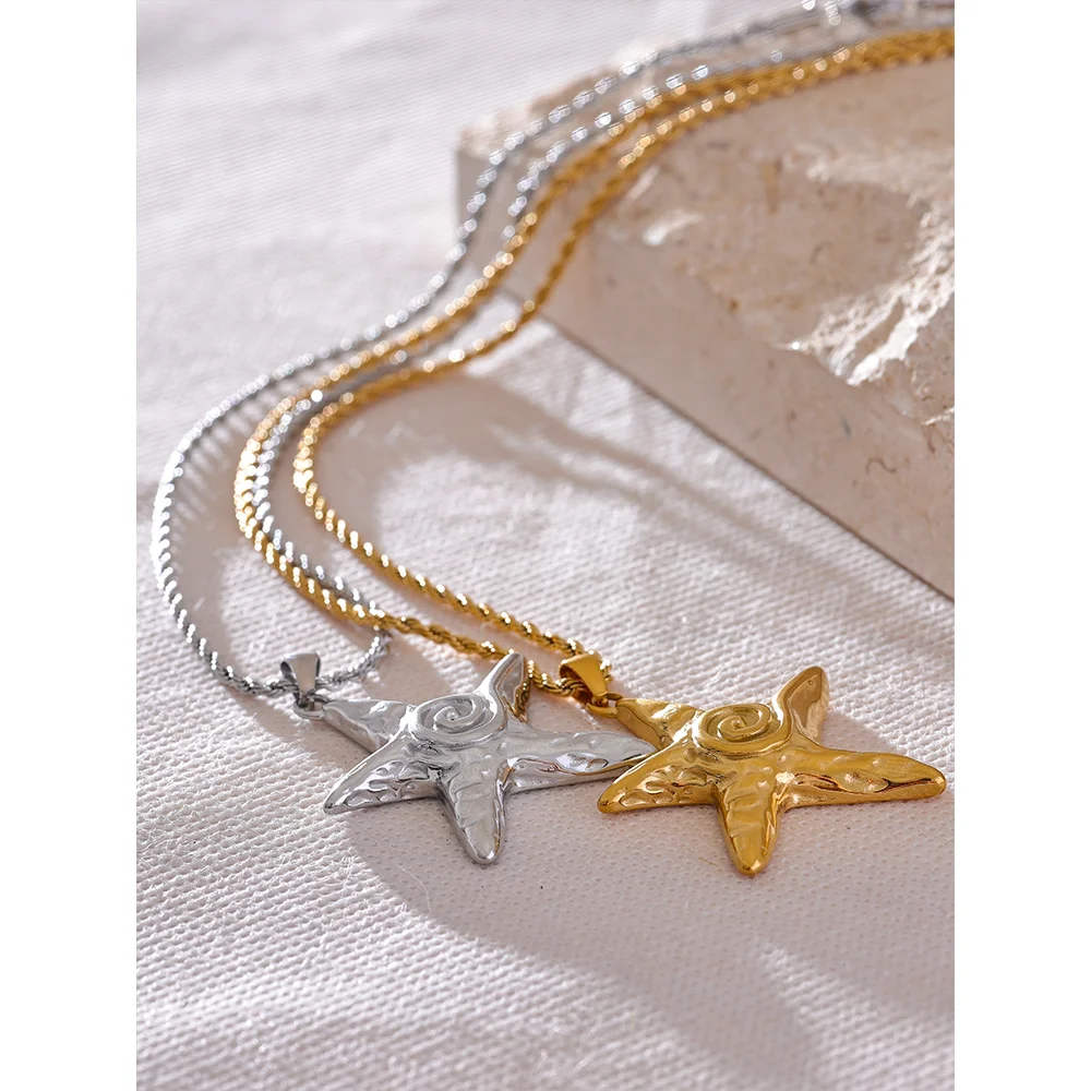 Handcrafted Gold Starfish Pendant Necklace – Ocean-Themed Jewelry