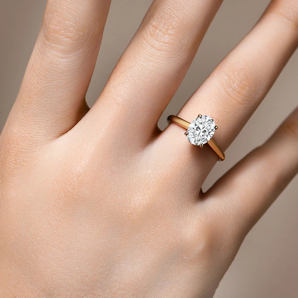 Luxe Jewels Oval Cut 9*7mm 2CT (D VVS1 Moissanite) Silver Ring Luxury Jewelry