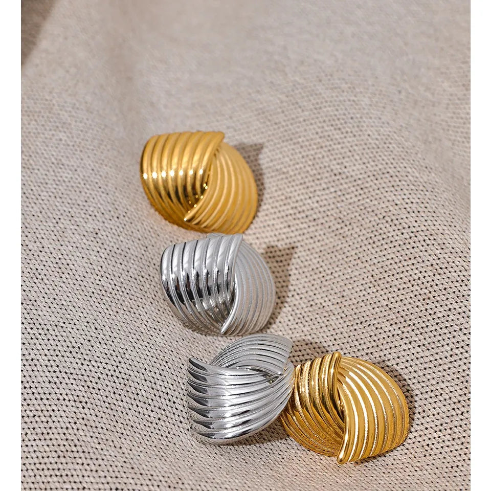 Stainless Steel Geometric Stud Earrings Hypoallergenic - 18K Gold PVD Plated Jewelry