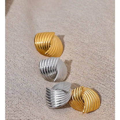 Stainless Steel Geometric Stud Earrings Hypoallergenic - 18K Gold PVD Plated Jewelry