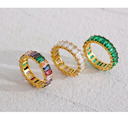 Luxe Jewels Gold-Plated Colored Cubic Zirconia Ring - Waterproof Jewelry