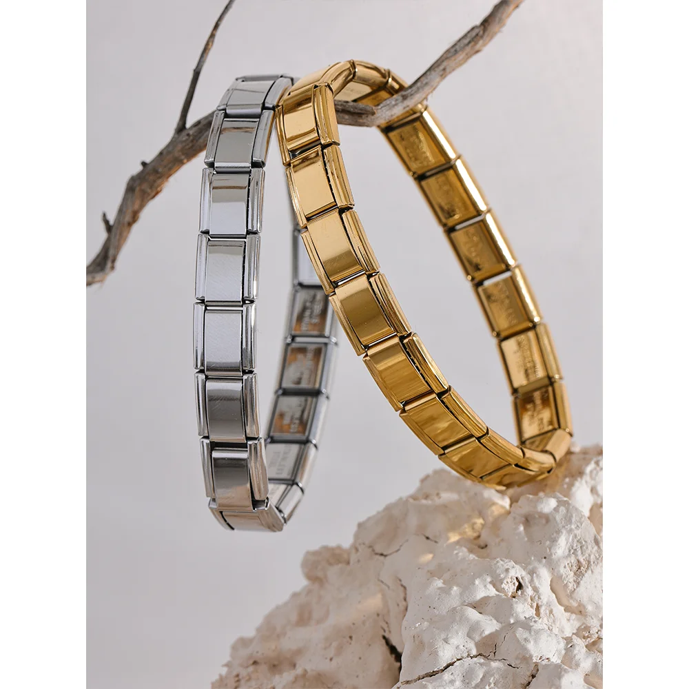 Square Elastic Bracelet – 316 Stainless Steel - 18K Gold Plated