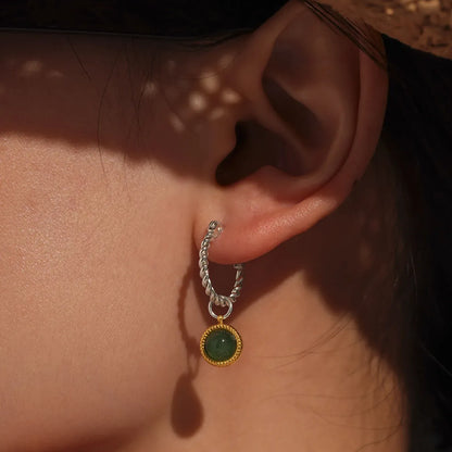 Green Agate Drop Earrings – 18K Gold Plated Stainless Steel