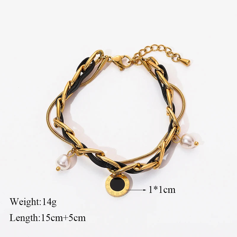 Green Crystal Clover Charm Bracelet – Waterproof Stainless Steel Bangle