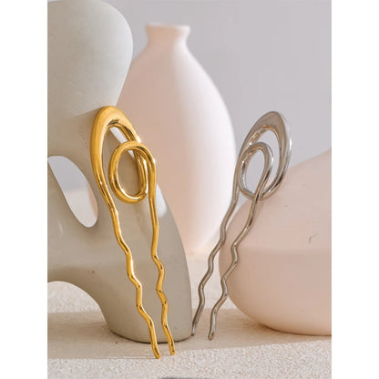 Geometric Metal Hairpin – Gold/Silver Stainless Steel Accessory