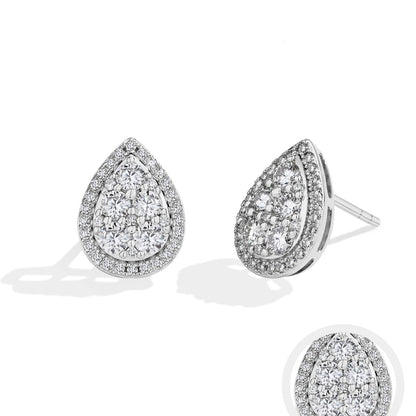 Luxe Jewels Teardrop Shape Earrings Moissanite - Round Cut 925 Sterling Silver Rhodium Plated For Women